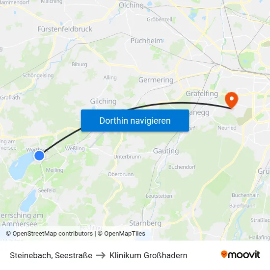 Steinebach, Seestraße to Klinikum Großhadern map