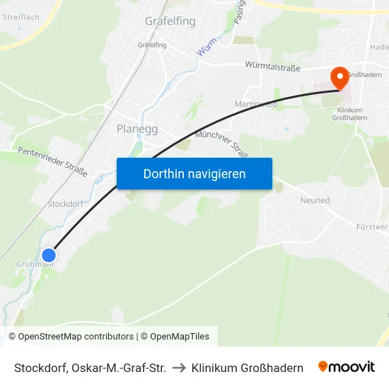 Stockdorf, Oskar-M.-Graf-Str. to Klinikum Großhadern map