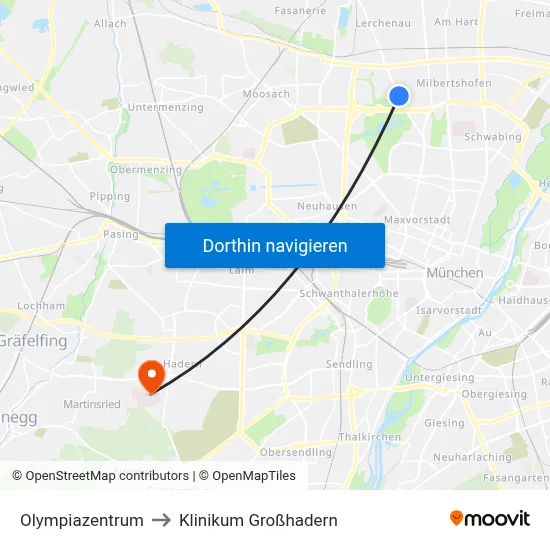 Olympiazentrum to Klinikum Großhadern map