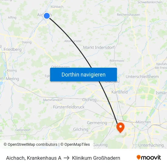 Aichach, Krankenhaus A to Klinikum Großhadern map