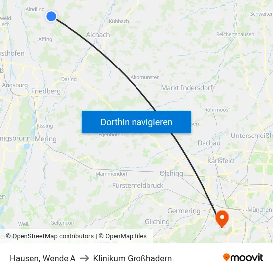 Hausen, Wende A to Klinikum Großhadern map