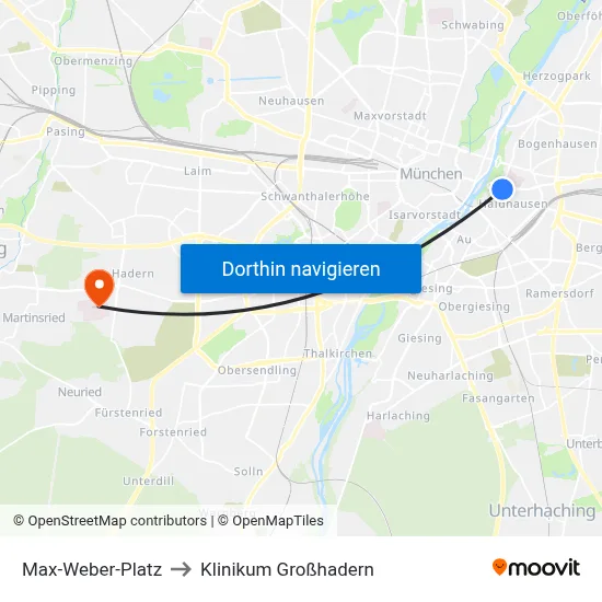 Max-Weber-Platz to Klinikum Großhadern map