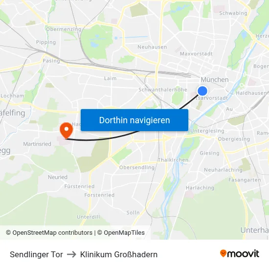 Sendlinger Tor to Klinikum Großhadern map