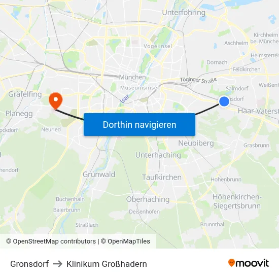 Gronsdorf to Klinikum Großhadern map