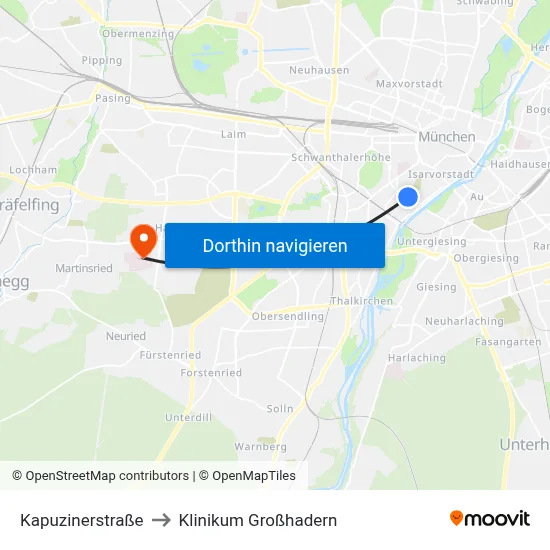 Kapuzinerstraße to Klinikum Großhadern map