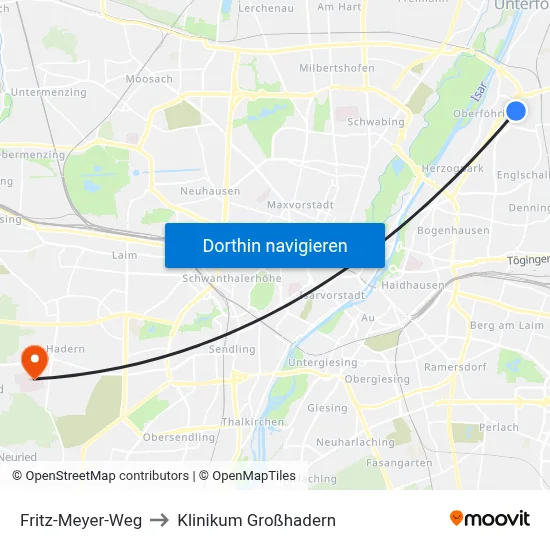 Fritz-Meyer-Weg to Klinikum Großhadern map