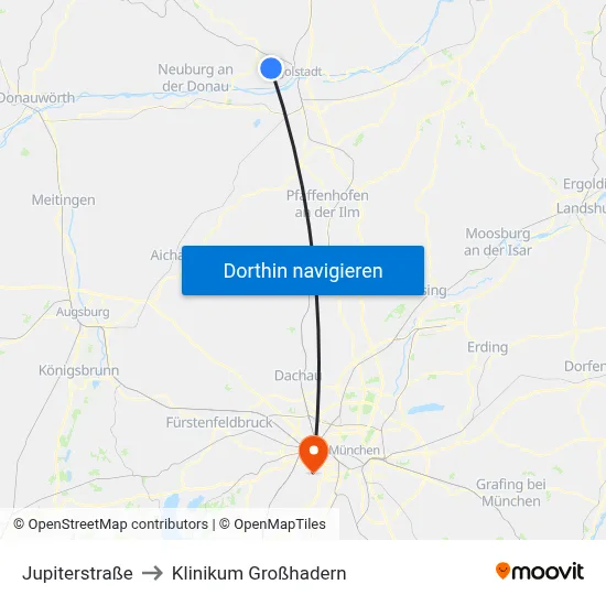 Jupiterstraße to Klinikum Großhadern map