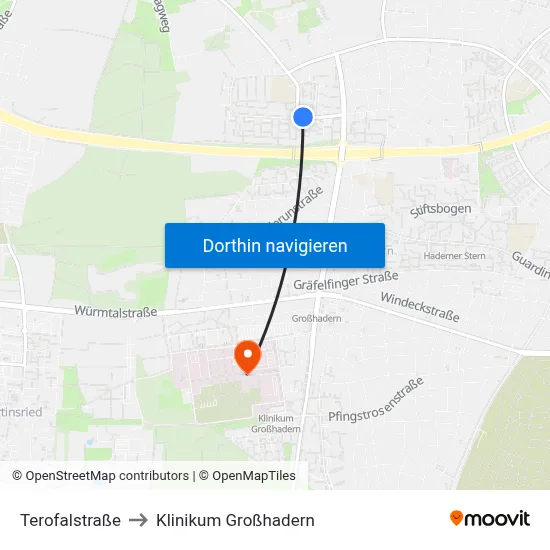 Terofalstraße to Klinikum Großhadern map