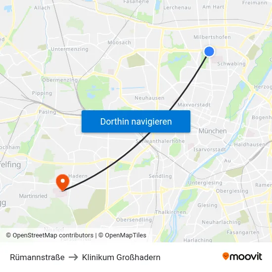 Rümannstraße to Klinikum Großhadern map