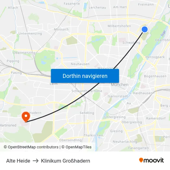 Alte Heide to Klinikum Großhadern map