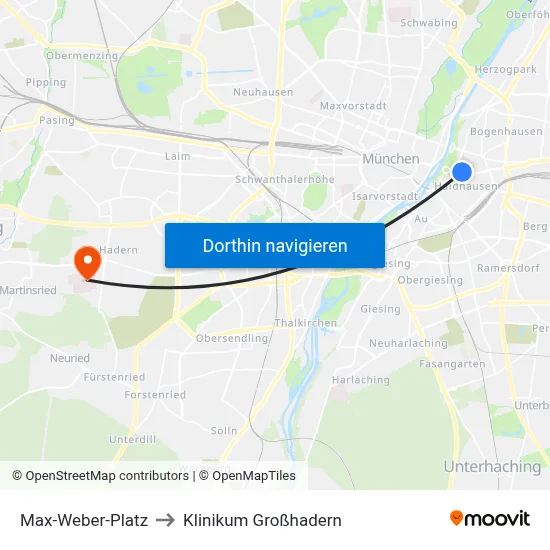 Max-Weber-Platz to Klinikum Großhadern map