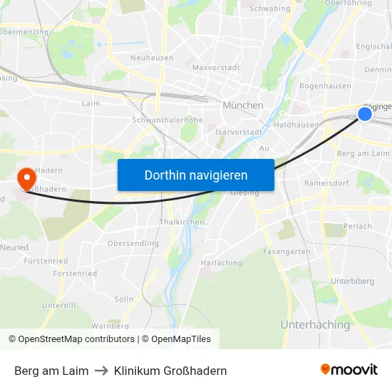 Berg am Laim to Klinikum Großhadern map