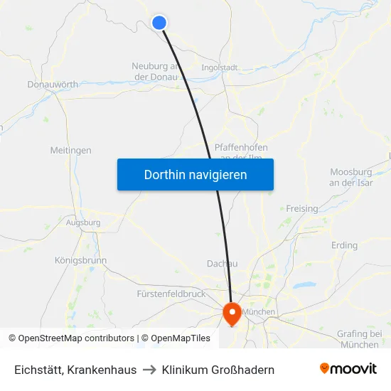 Eichstätt, Krankenhaus to Klinikum Großhadern map