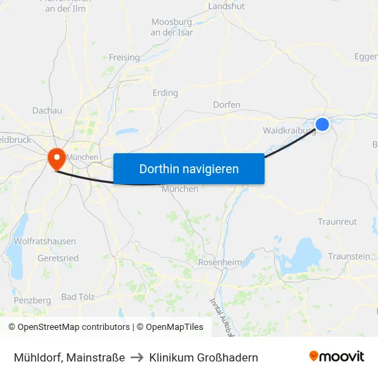 Mühldorf, Mainstraße to Klinikum Großhadern map