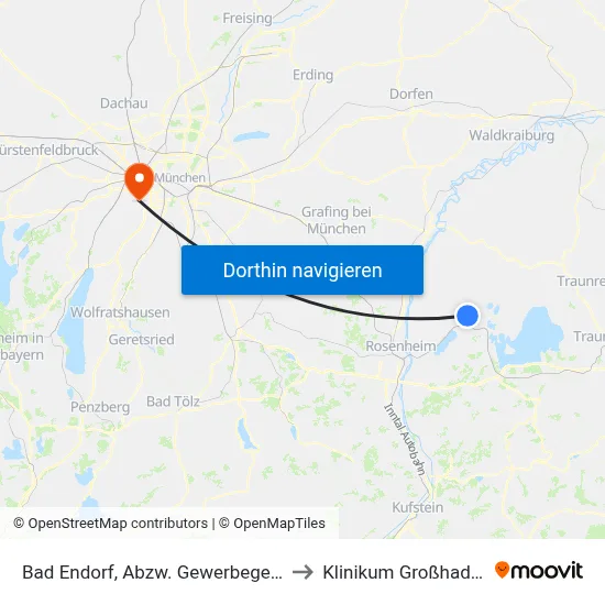 Bad Endorf, Abzw. Gewerbegebiet to Klinikum Großhadern map