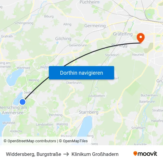 Widdersberg, Burgstraße to Klinikum Großhadern map