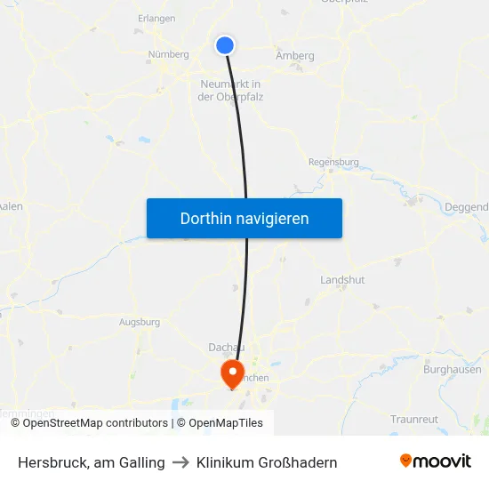Hersbruck, am Galling to Klinikum Großhadern map