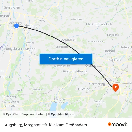 Augsburg, Margaret to Klinikum Großhadern map