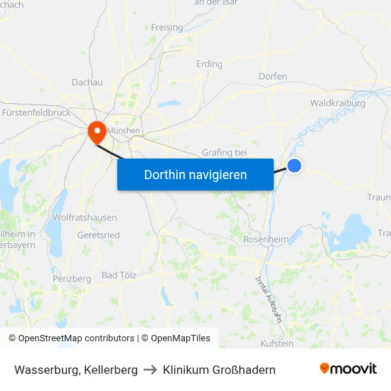 Wasserburg, Kellerberg to Klinikum Großhadern map