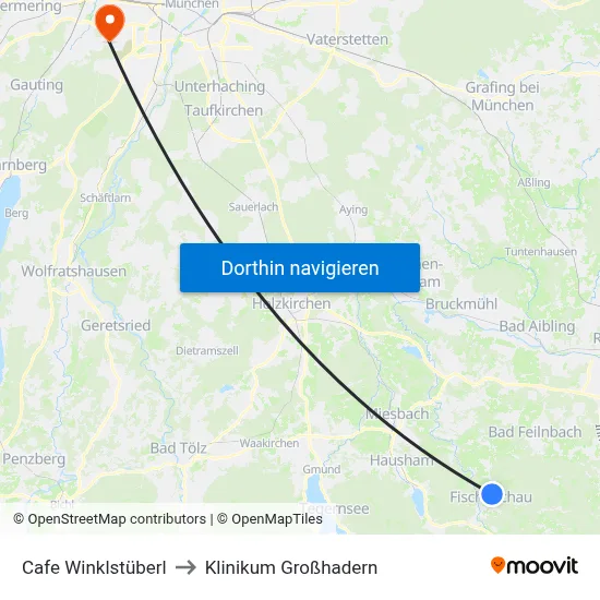 Cafe Winklstüberl to Klinikum Großhadern map