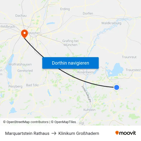 Marquartstein Rathaus to Klinikum Großhadern map