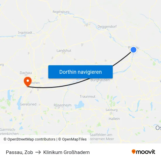Passau, Zob to Klinikum Großhadern map