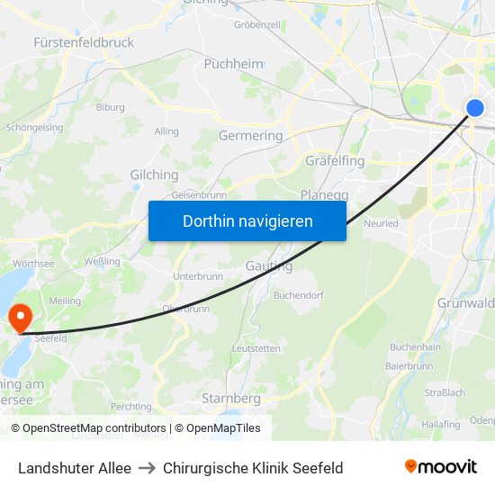 Landshuter Allee to Chirurgische Klinik Seefeld map
