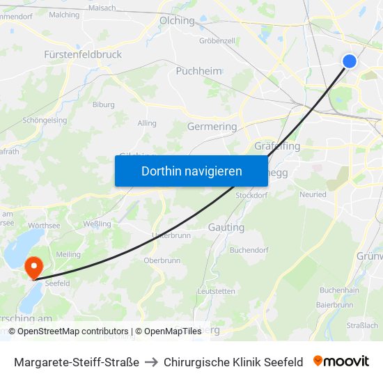 Margarete-Steiff-Straße to Chirurgische Klinik Seefeld map