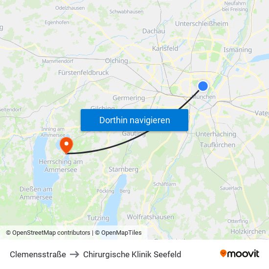Clemensstraße to Chirurgische Klinik Seefeld map