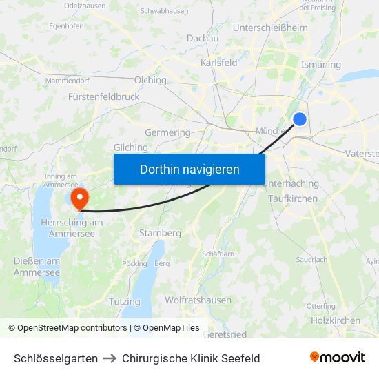 Schlösselgarten to Chirurgische Klinik Seefeld map