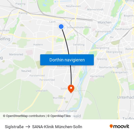 Siglstraße to SANA-Klinik München-Solln map