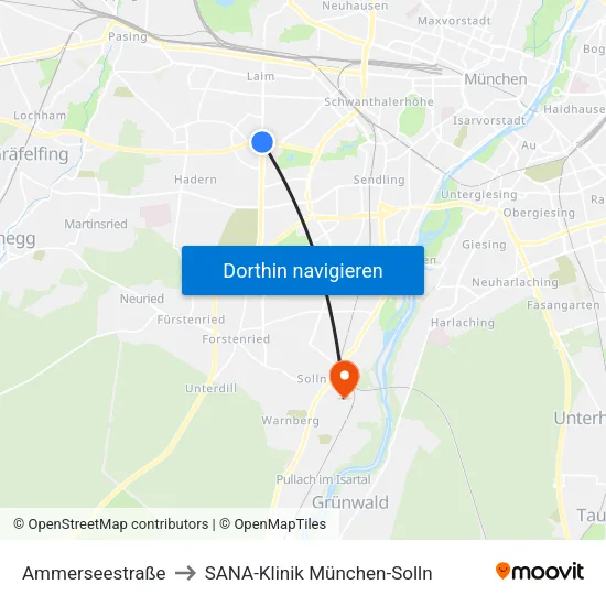 Ammerseestraße to SANA-Klinik München-Solln map