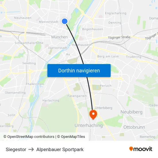 Siegestor to Alpenbauer Sportpark map