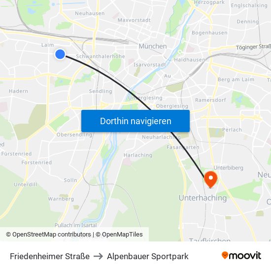 Friedenheimer Straße to Alpenbauer Sportpark map