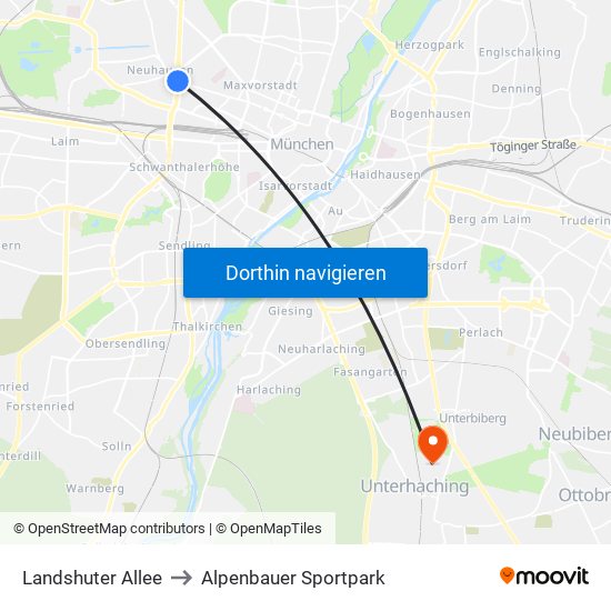 Landshuter Allee to Alpenbauer Sportpark map