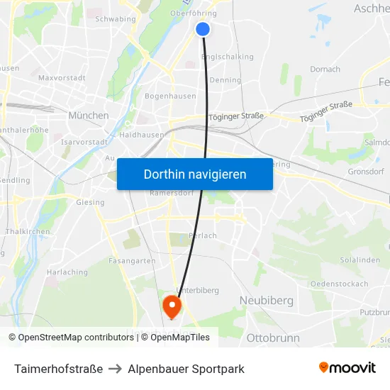 Taimerhofstraße to Alpenbauer Sportpark map