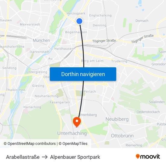 Arabellastraße to Alpenbauer Sportpark map