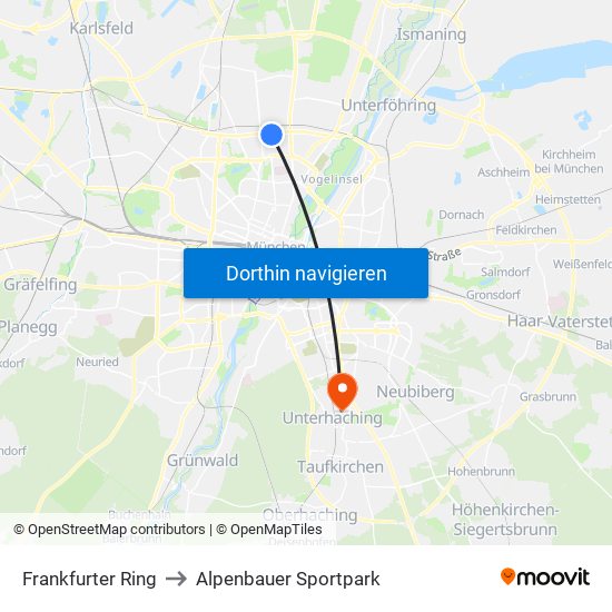 Frankfurter Ring to Alpenbauer Sportpark map