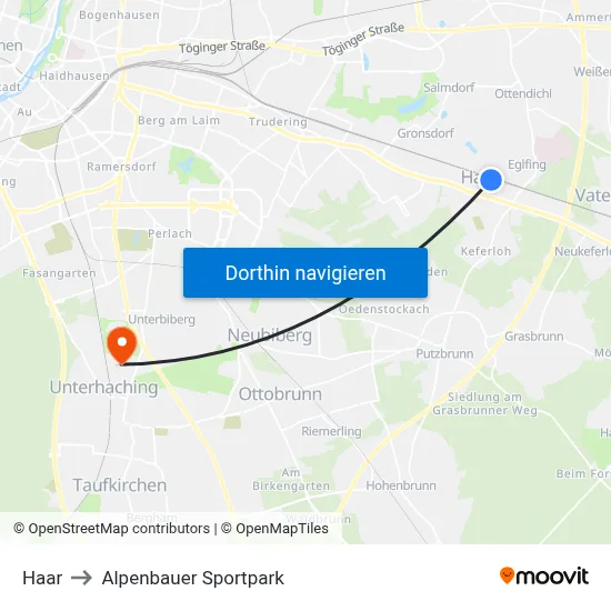 Haar to Alpenbauer Sportpark map
