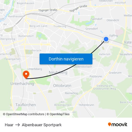 Haar to Alpenbauer Sportpark map