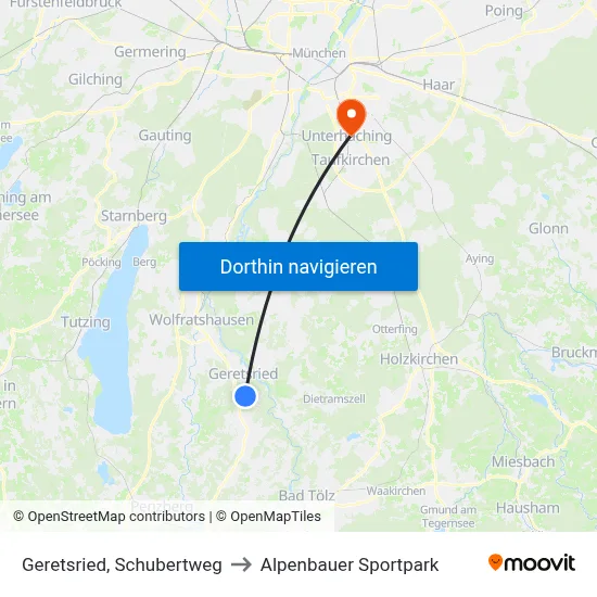 Geretsried, Schubertweg to Alpenbauer Sportpark map