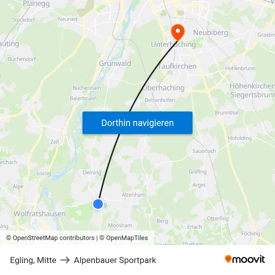 Egling, Mitte to Alpenbauer Sportpark map