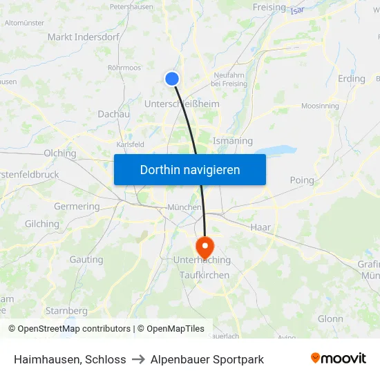 Haimhausen, Schloss to Alpenbauer Sportpark map