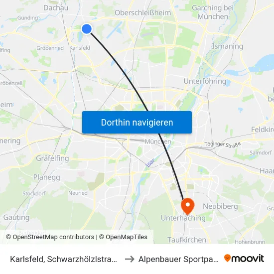 Karlsfeld, Schwarzhölzlstraße to Alpenbauer Sportpark map