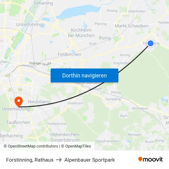 Forstinning, Rathaus to Alpenbauer Sportpark map