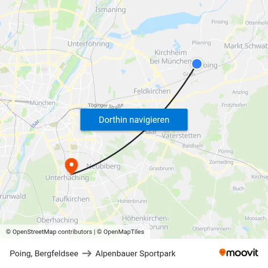 Poing, Bergfeldsee to Alpenbauer Sportpark map