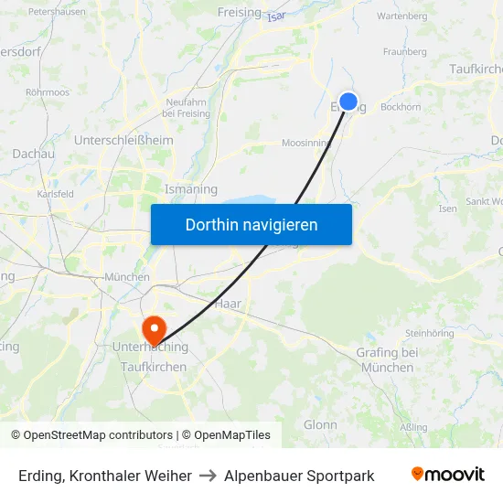 Erding, Kronthaler Weiher to Alpenbauer Sportpark map