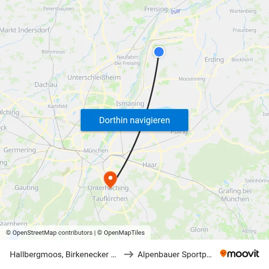 Hallbergmoos, Birkenecker Str. to Alpenbauer Sportpark map