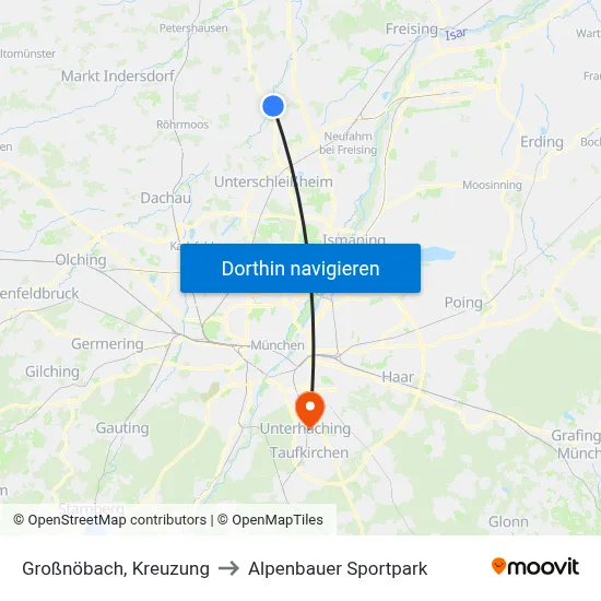 Großnöbach, Kreuzung to Alpenbauer Sportpark map