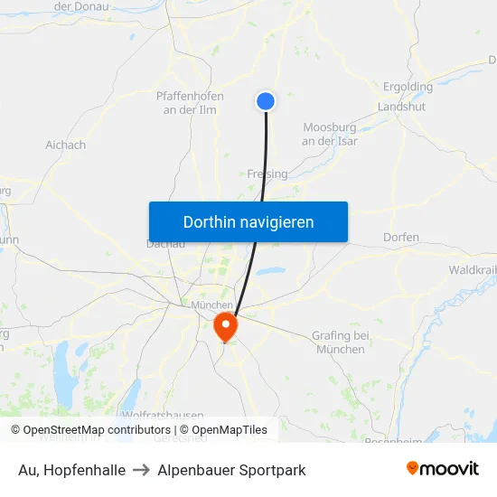 Au, Hopfenhalle to Alpenbauer Sportpark map